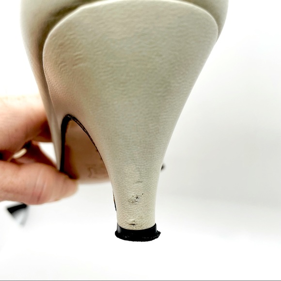 Vintage YSL Grey Kid Leather Heels Pumps Size 7N - Picture 7 of 12